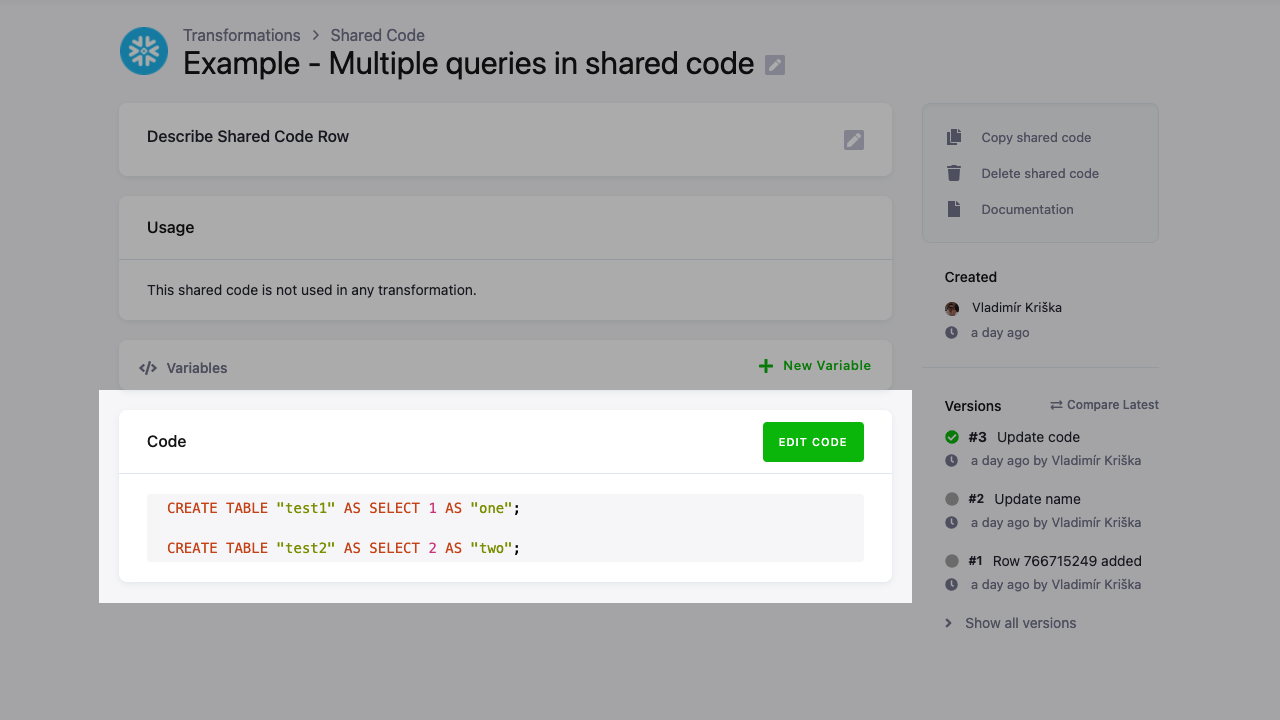 Support for Multiple Queries in Shared Code