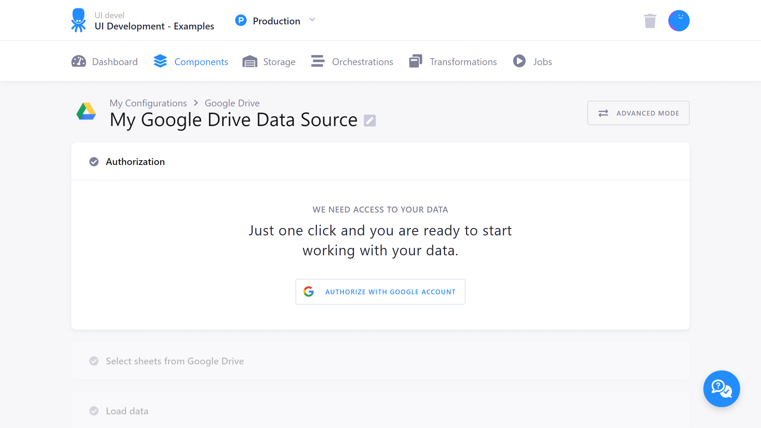 A Simplified UI for Most Common Data Source Components
