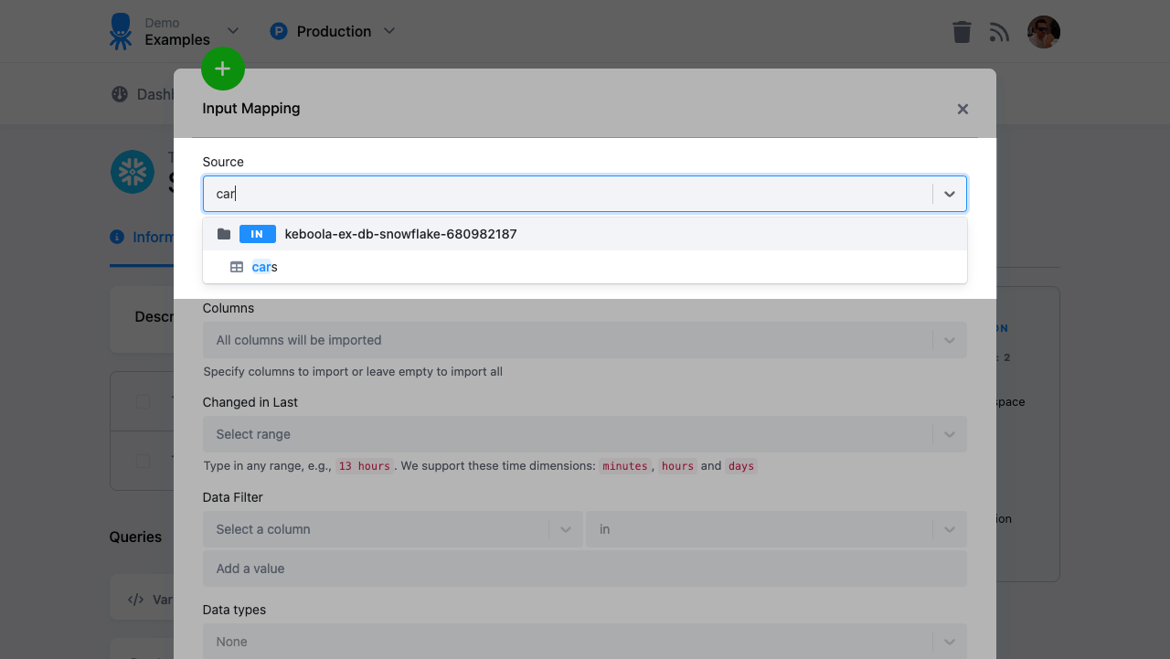 Revamped Selection of Tables in Input Mapping