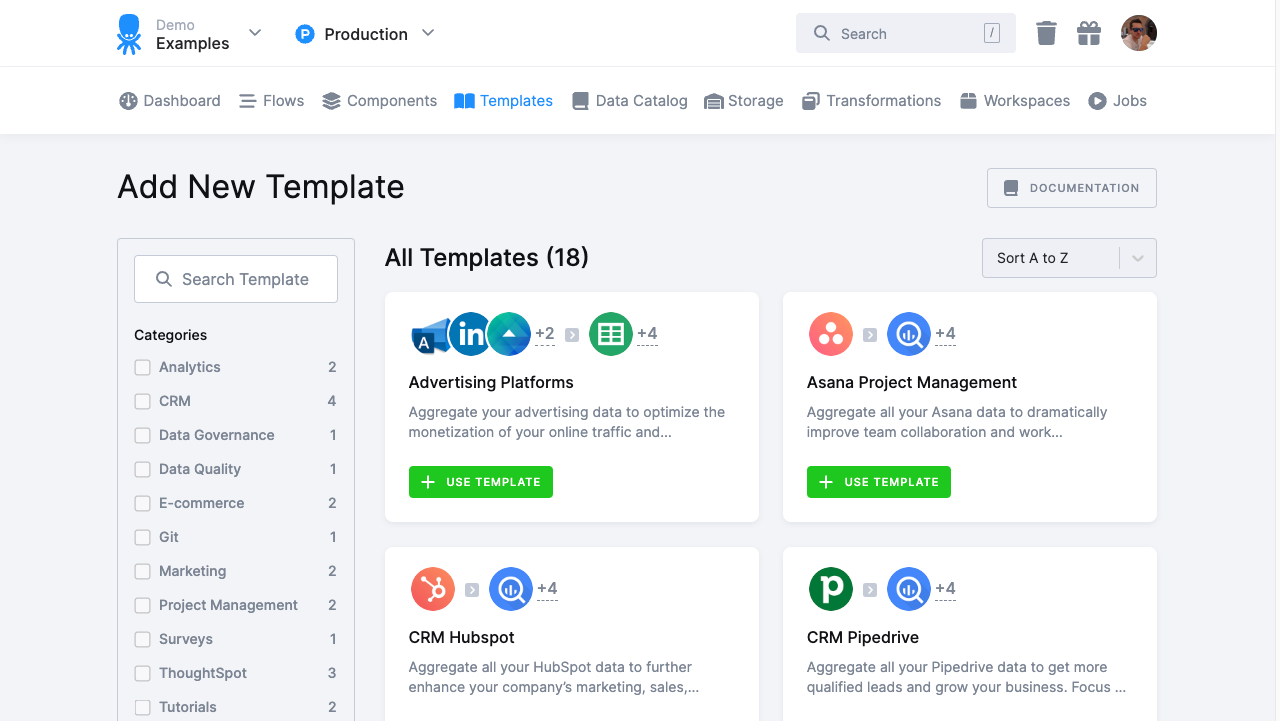 Changes in Structure of Data Flow Templates